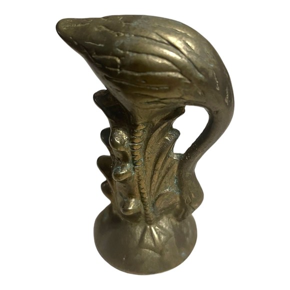 Flamingo Statue Mini Bird Figurine Antique Copper Desk Ornament Home Decorations - Picture 2 of 5